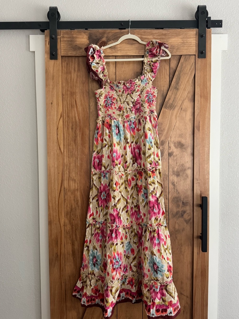 House of Harlow Floral Tiered Maxi Dress - Pink & Cream L